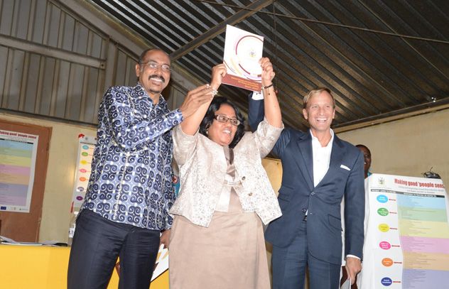 From left: UNAIDS Executive Director Michel Sidibé, Deputy Minister of Health and Social Services, Petrina Haingura and the Executive Director of the Global Fund to Fight AIDS, Tuberculosis and Malaria (Global Fund) Dr Mark Dybul launched the National Str