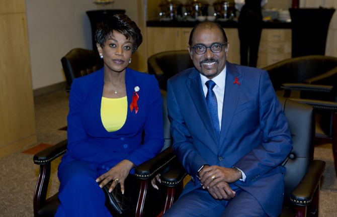 Ana Paula dos Santos, First Lady of Angola, and Michel Sidibe, UNAIDS Executive Director, Johannesburg, 5 December 2015 PHOTO: UNAIDS