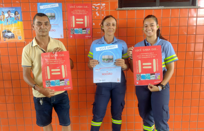 Exhibition of the campaign posters created by RNP+ CE in bus terminals in Fortaleza. Credit: RNP+ CE