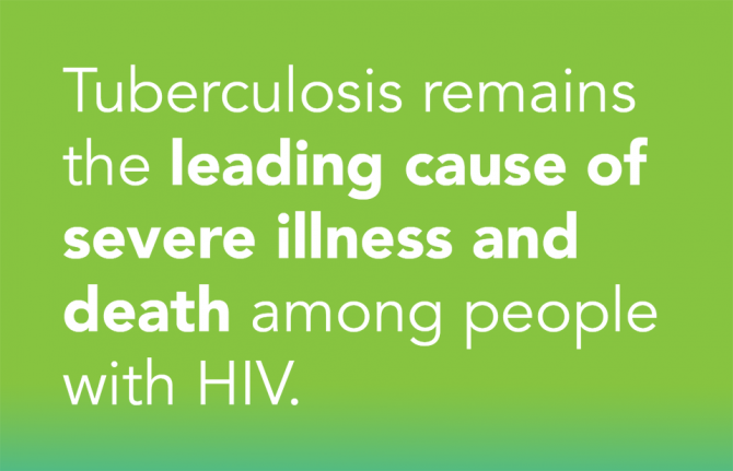 Tuberculosis remains the leading cause of severe illness and death among people with HIV. 