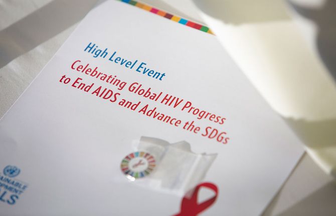 "Celebrating Global HIV Progress to End AIDS and Advance the SDGs,” held in the UN Delegates Dining Room on Sept 20, 2023, during the 78th UN General Assembly in New York.