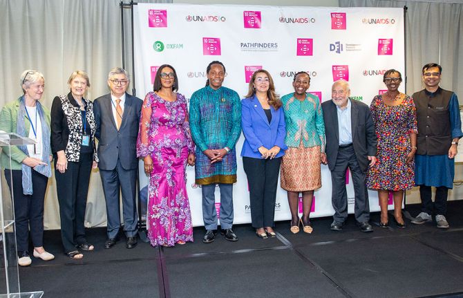 Winnie Byanyima, Executive Director of UNAIDS, at SDG10 Initiative photo-opportunity with Heads of State who have endorsed the Call to Action, held in the UN Delegates Lounge, on Sept 20, 2023, during the 78th UN General Assembly in New York.