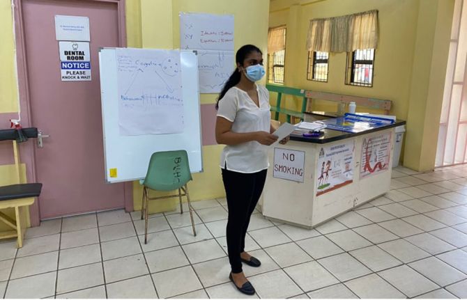 Alessandra Hereman, GTU Project Coordinator at healthcare worker transgender sensitization on February 25, 2022 in Georgetown Guyana. Credit: GTU