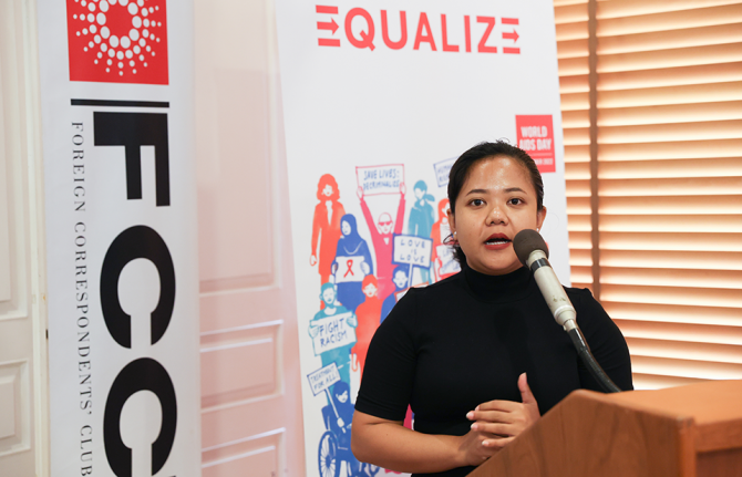 Ikka at the launch of the UNAIDS Asia Pacific World AIDS Day report at the Thailand Foreign Correspondents’ Club in Bangkok, Thailand. November 30, 2022. UNAIDS AP