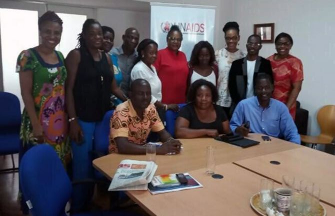 Mr Murgo (seated on the left) at a UNAIDS civil society advocacy skills-building workshop in March 2020 at the UNAIDS Country Office in Mozambique.