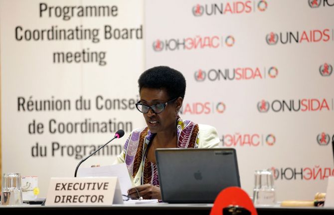 Winnie Byanyima, UNAIDS Executive Director addresses UNAIDS Programme Coordinating Board meeting, 15 December 2020. Credit: UNAIDS