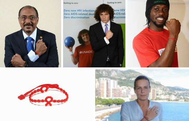 Numerous celebrities have already joined in and are wearing the bracelet, including Victoria and David Beckham and UNAIDS Goodwill Ambassadors Princess Stephanie of Monaco, Paris Saint-Germain player David Luiz and Roma forward Gervinho.