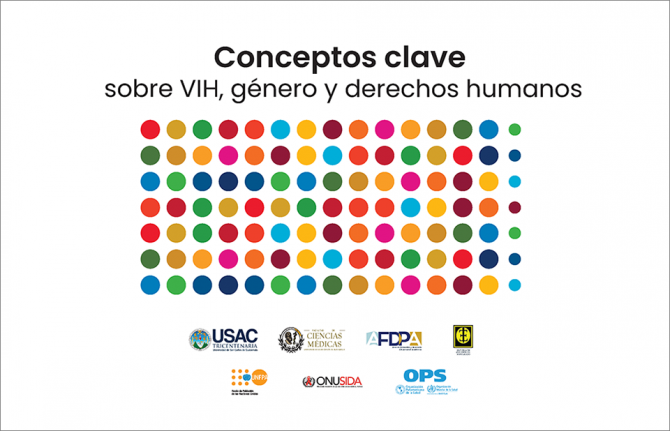 The online course is titled "Conceptos clave sobre VIH, Género y Derechos Humanos" (Key Concepts on HIV, Gender, and Human Rights)