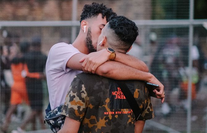 Two people kissing at Black Pride. UK, 2019. Credit: Glodi Miessi/Unsplash