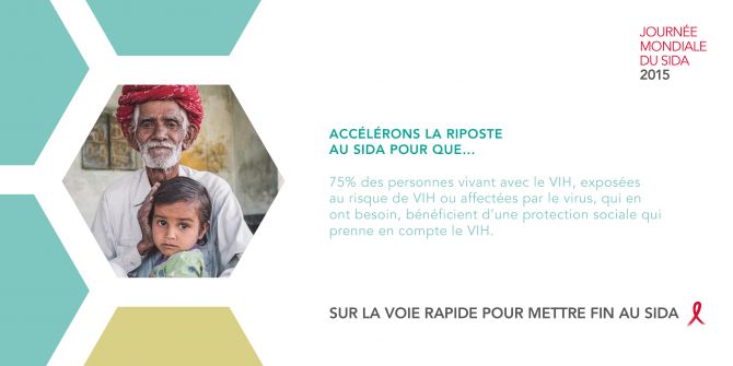 Accélerons la riposte au sida pour que 75% des personnes vivant avec le VIH, exposées au risque de VIH ou affectées par le virus, qui en ont besoin, bénéficient d'une protection sociale qui prenne en compte le VIH